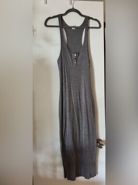 LAWLESS Charcoal Gray Ribbed Sleeveless Maxi Dress